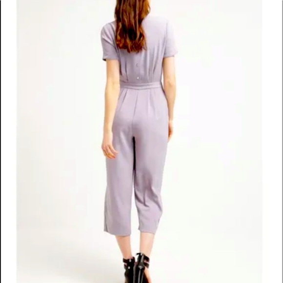 REISS Gray jumpsuit With button back and side pockets - Picture 2 of 12